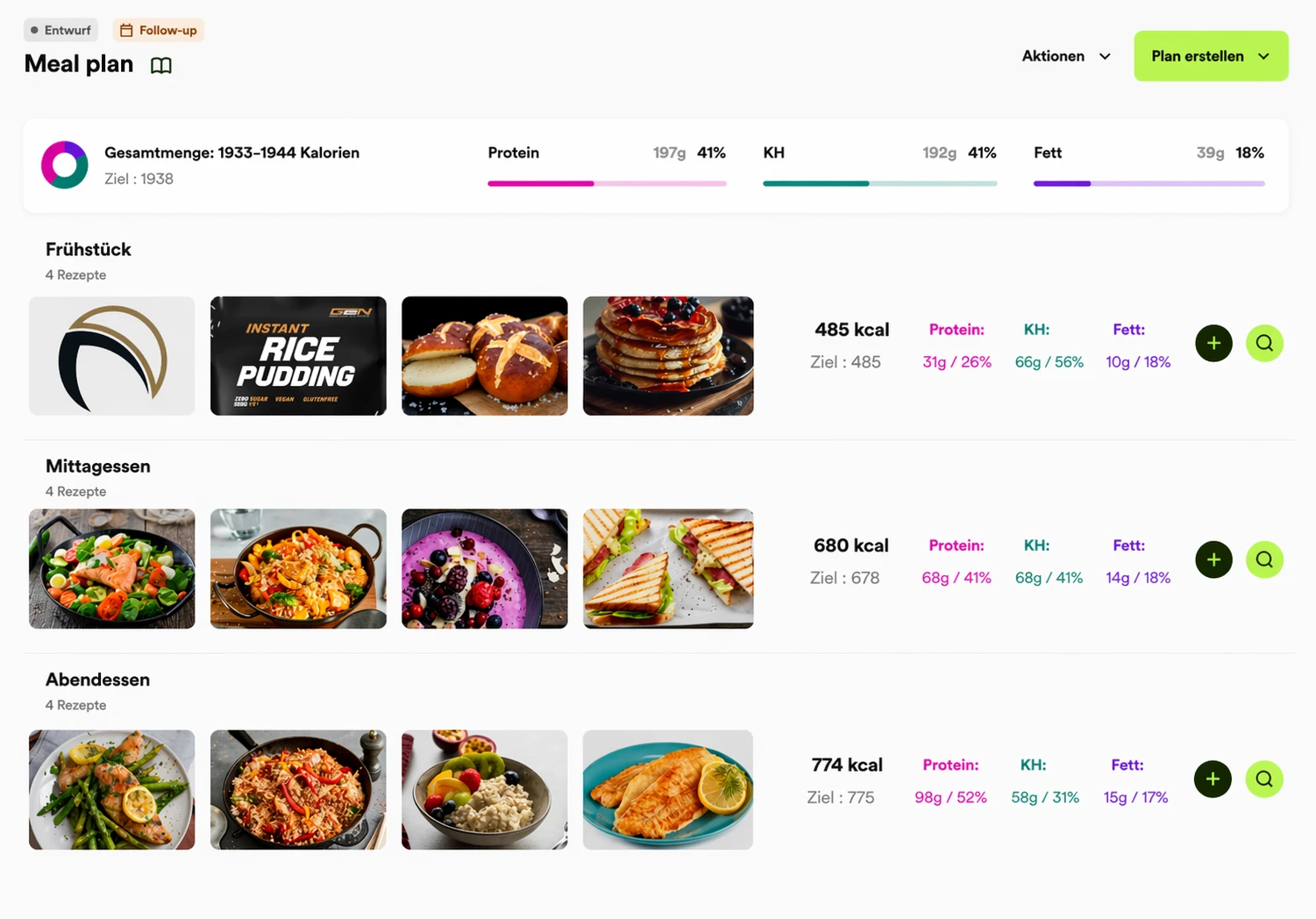 Zenfit App – Ernährungsplan